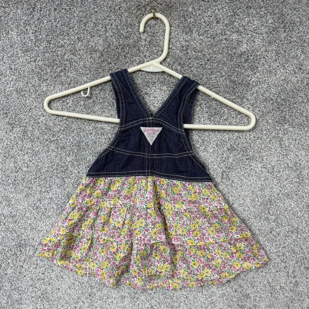 OshKosh B'gosh Overall Dress 18M Prairie Shabby Chic Cottagecore Summer Fairy